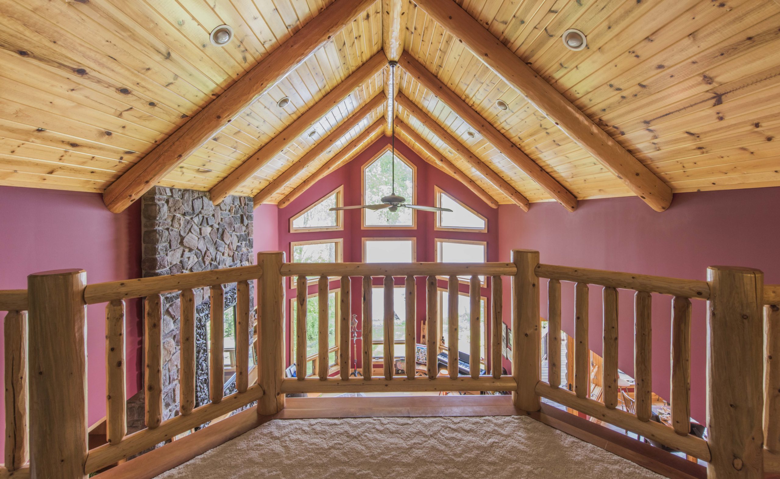 Loft and multi story rustic living room