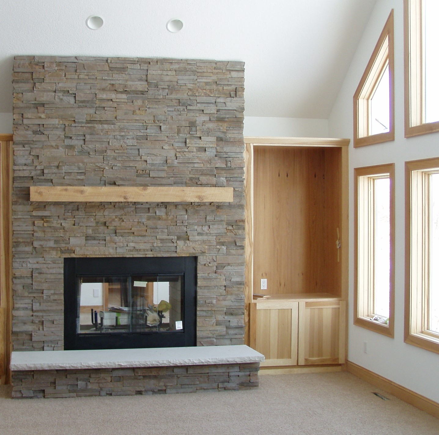 Multi room fireplace and builtins