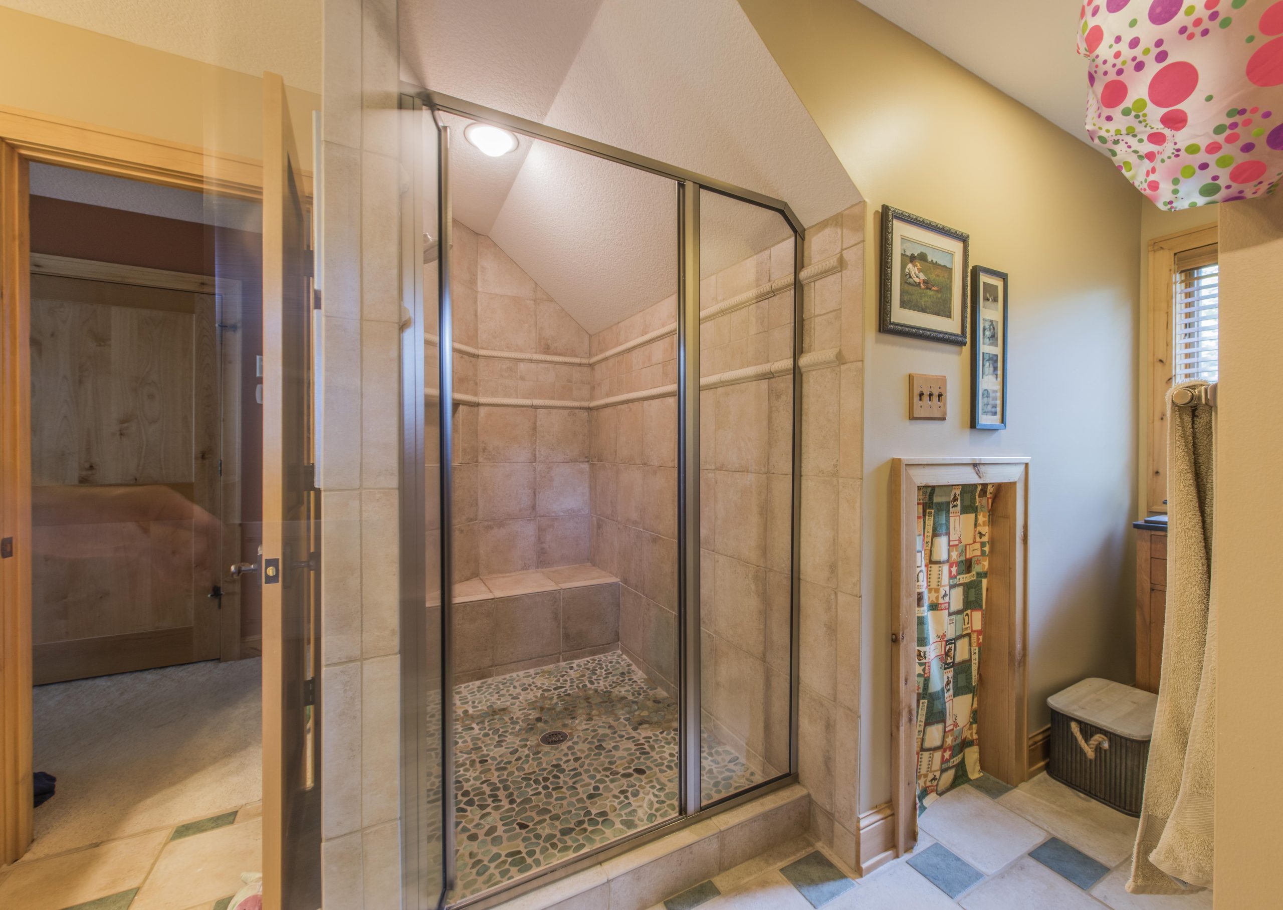 Oversized tiled bathroom